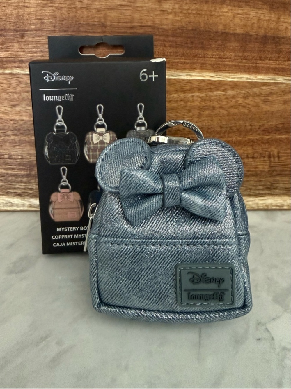 Loungefly Metallic Blue Minnie Ear Mini Backpack Bag Charm